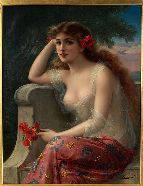 Emile Vernon Girl with a Poppy